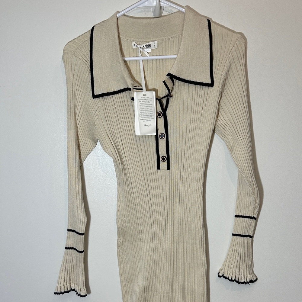 NWT Grace Karin Ribbed Stretchy Sweater Dress